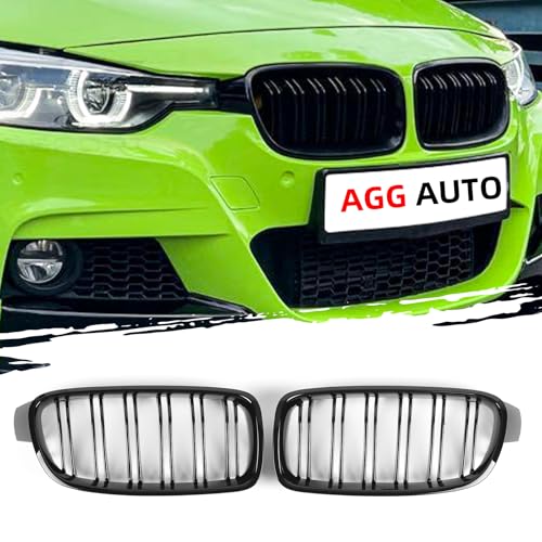 Grille de calandre noire pour BMW F30 F31 Série 3 look sport 6 barres doubles 2012-2018