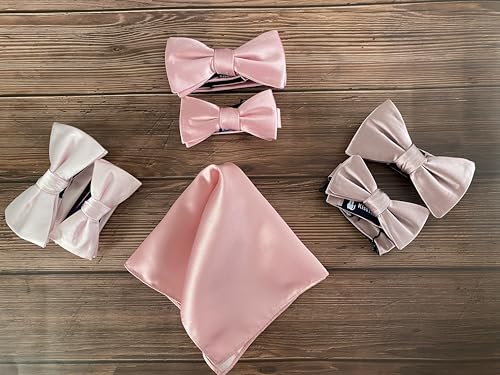 Image of KissTies 6PCS Satin Pocket Square Plain Color Handkerchief Gift Set