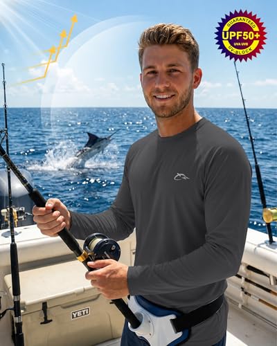 Image of FISHEAL Mens Long Sleeve Fishing Camo Shirts, UPF 50+ Sun Swim Rash Guard