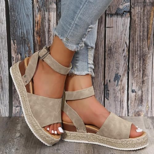 Wedges Sandals for Women 2025,Open Toe Wedge Sandals for Women Dressy,Comfortable Non-Slip Solid Color Open-Toe Wedge Sandals for Women,Comfortable Outdoor Shoes3