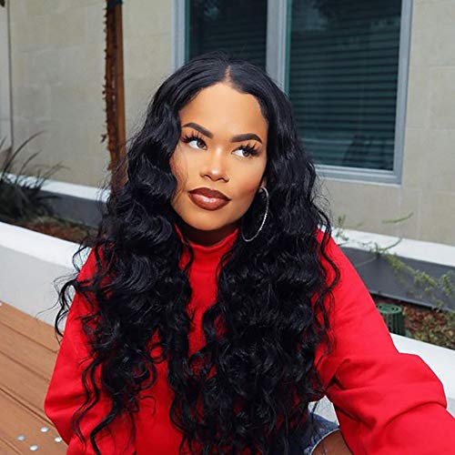 Ugrace Hair Bundles with Closure Brazilian Loose Deep Wave with Closure Virgin Hair with Closure Soft and Bouncy Human Hair Bundles and Closure with Baby Hair Natural Color 16/18/20+16 Inch Free Part