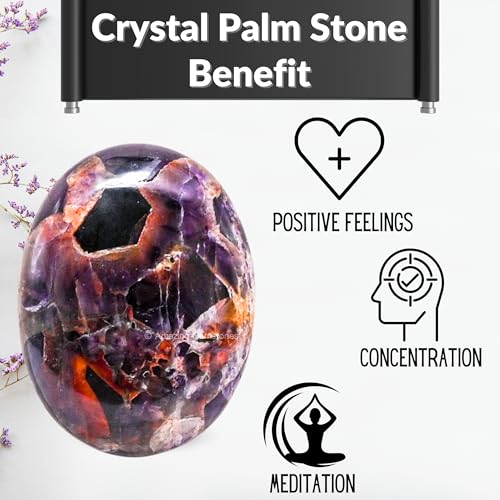 Image of Dreamy Amethyst Crystals and Healing Stones - Large Palm Stone Crystals Piedra - Crystal for Good Luck, Positive Energy, Meditation - Unique Stocking Stuffers and Birthday Gifts for Women, Men