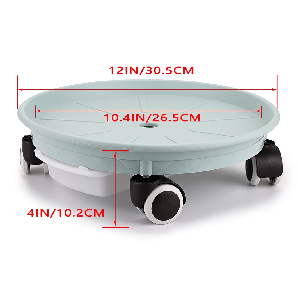 Skelang Support de Pot de Fleur a Roulette, Support pour Plante，Support Roulant Plantes 30,5cm, avec récipient d'eau pour Le Jardin, Le Patio, la Cour, la terrasse, capacité de Charge 60kg, Lot de 2