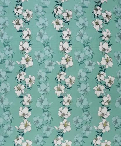 Image of Glace Cotton Single Bedsheet 60x90 Inch with 1 Pillow Cover 18x28 Inch - Green Teal Floral Lily Print Bed Sheet Set - Soft Flat Bedcover for Single Mattress Bedroom Hostel Room - Green Flower
