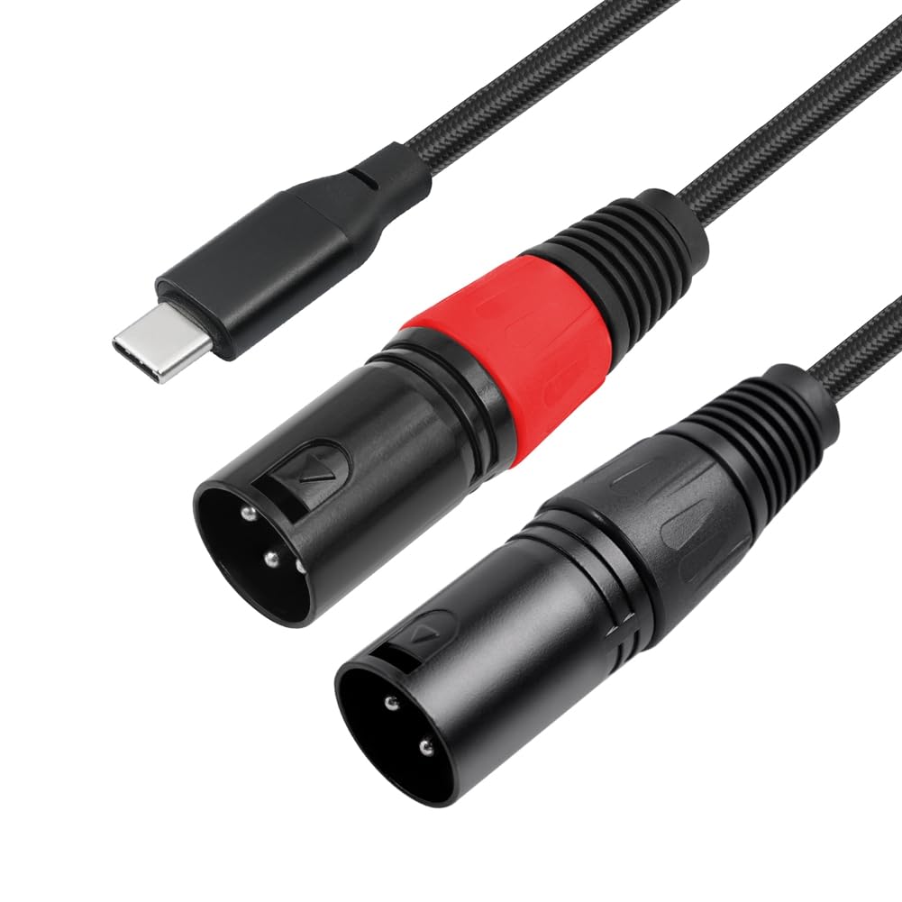 Bochara tipo C entrada a doble salida XLR macho cable de audio OFC para altavoces amplificador mezclador 200 cm