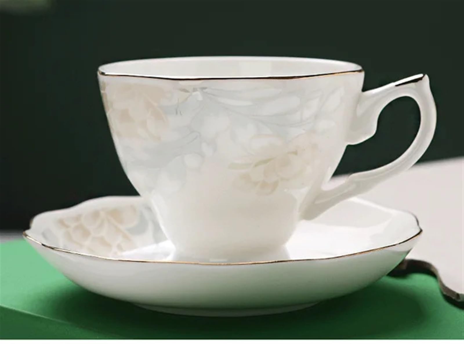 Juego de Taza y Plato de café de Porcelana de Hueso de 175 ml, Taza de Porcelana de Hueso, Plato, Taza de Agua, té de la Tarde