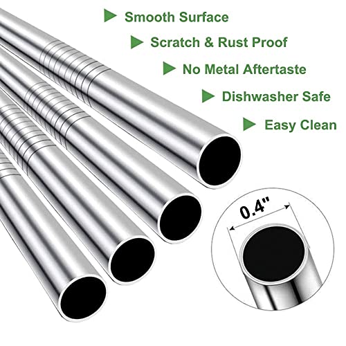 Vinaco Stainless Steel Straws Reusable, 12 Pack 8.5" & 10.5" Metal Straws 0.24" for 20 oz, 32 oz Tumblers - Image 3
