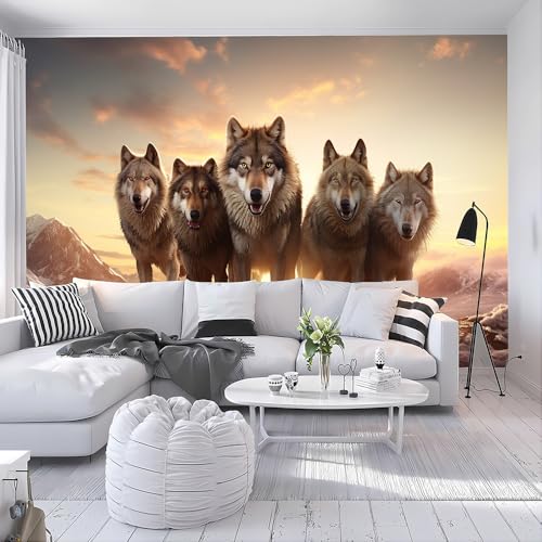 Murales de pared de tamaño personalizado, lobos corriendo, papel tapiz autoadhesivo extraíble para despegar y pegar, para dormitorio, oficina, baño
