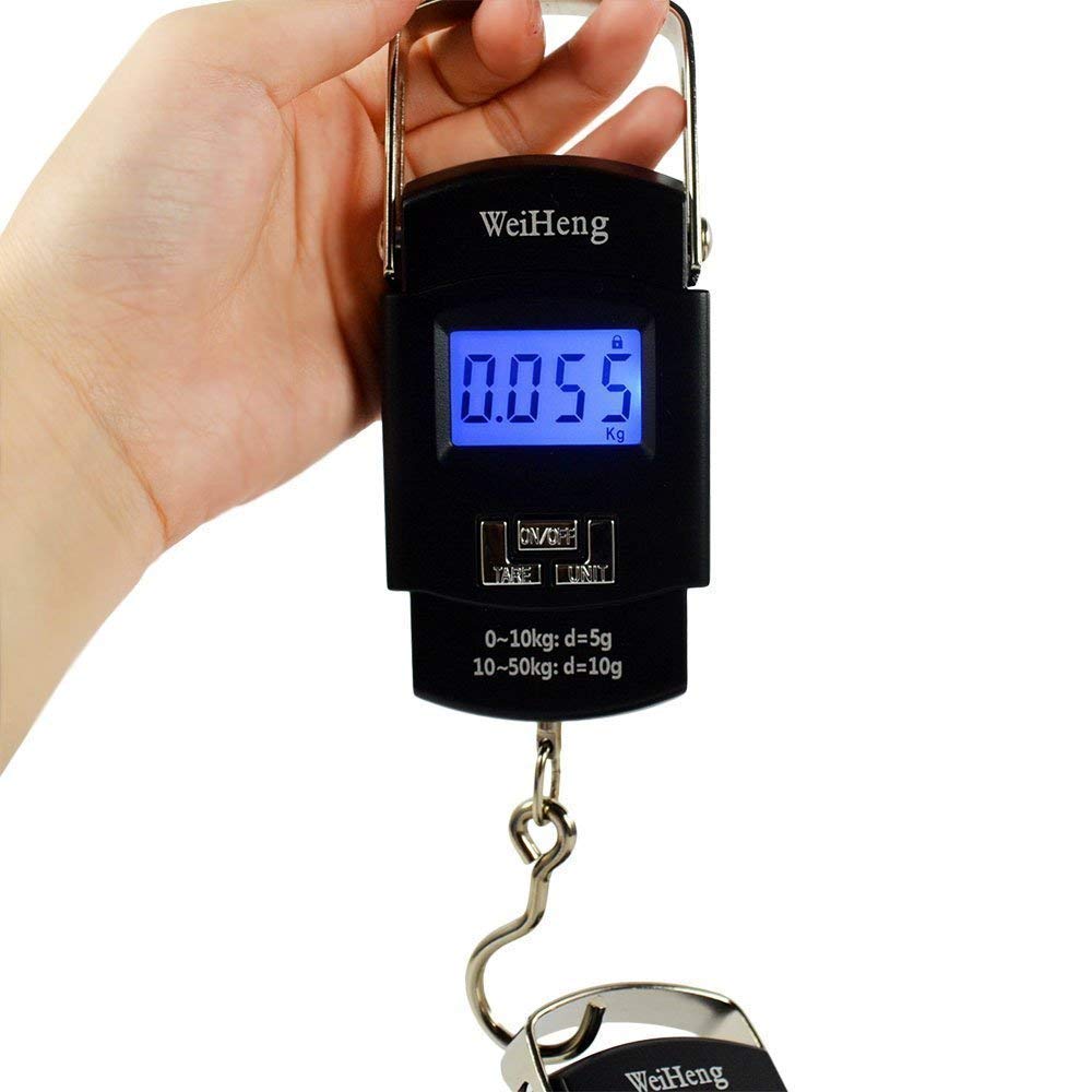 MOBONE 50Kg Portable Electronic Digital LCD Pocket Weighing Hanging Scale for Travel Luggage Weighing Scale-image-1