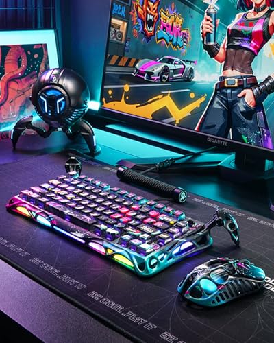 Image of GravaStar Mercury V75 Pro 75% Hall Effect Magnetic Switch Gaming Keyboard, Only Wired, Hot‑Swappable, 8000 Hz Polling, Dual‑Zone RGB, Semi‑Aluminum Frame