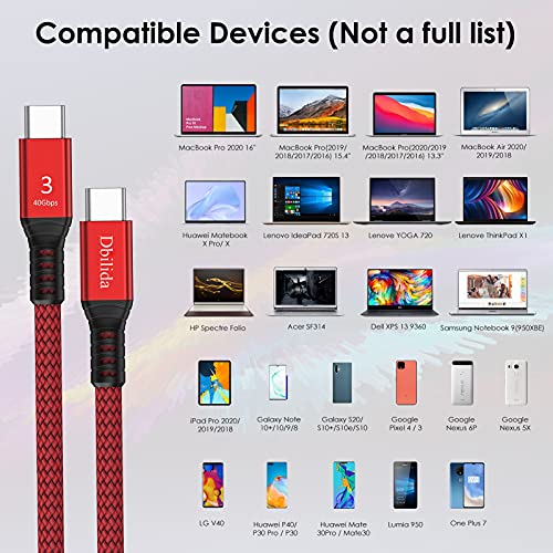 Dbilida For Thunderbolt 3 Cable 40Gbps 6.6Ft, Nylon Braided Usb C To Usb C Cable With 100W Pd, 20V 5A Charging/Single 5K@60Hz Monitor Compatible With Egpu, Type-C Macbooks, Docking, Hub, Ssd And More #TOP6