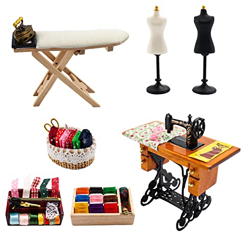 1 :12 Scale Miniature Sewing House Scene Model Accessories Simulation...
