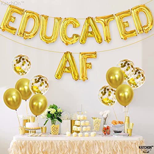 Image of KatchOn, Gold Educated AF Balloons Banner - 16 Inch | Educated AF Grad Balloon for 2026 Graduation Decorations | Yellow Graduations Balloon for Graduation Decorations 2026