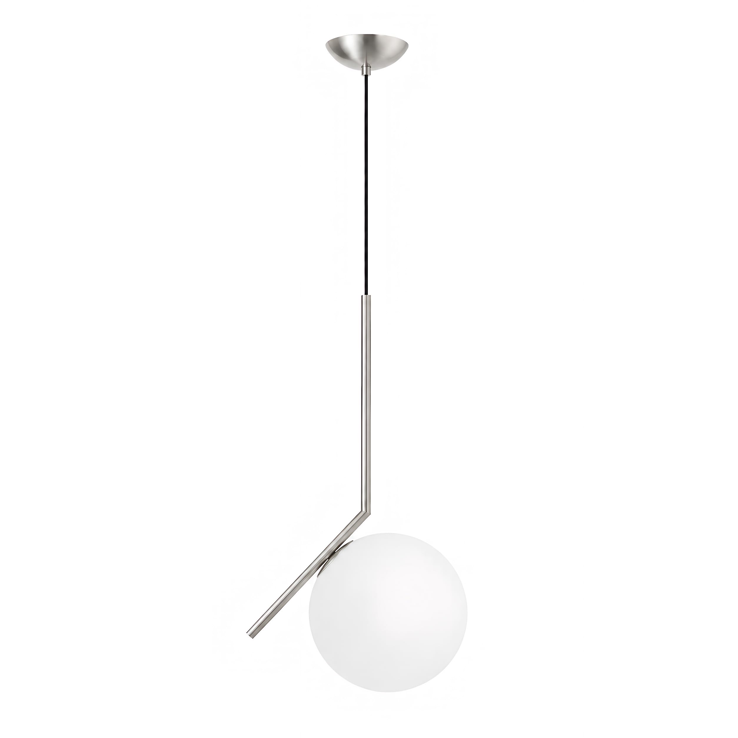 Lámpara colgante asimétrica de vidrio, Lámpara colgante E27, Globo de vidrio opalino, Barra de hierro Plateado, Cable ajustable 120cm para isla de cocina, comedor, dormitorio, cafetería (20CM)