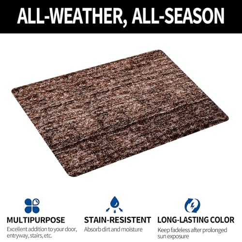Image of Kuber Industries Runner & Door Mat Combo Set | Anti-Skid Lexus Home Decor Bedside Runner for Bedroom | Set of 2 | Brown