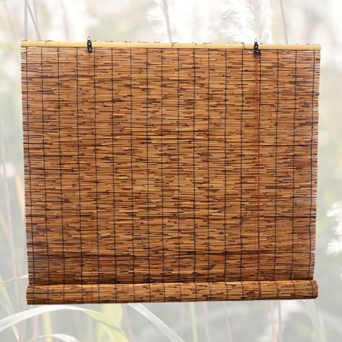 Natural Persianas De Caña Enrollables, Cortina De Bambú, Persianas Romanas para Ventanas Protección Solar con Elevación, Anti-UV, Fácil De Instalar(W24xH24IN(60x60CM))