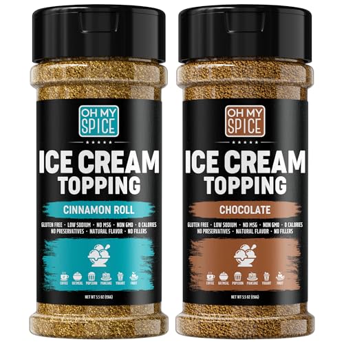 Ice Cream Toppings Variety Pack - Chocolate Powder &amp; Cinnamon Roll Flavor Mix Coffee Toppings. Popcorn Seasoning Variety Pack. Ice Cream Toppers Gift Set. Waffle &amp; Oatmeal Topping. Coffee Toppers