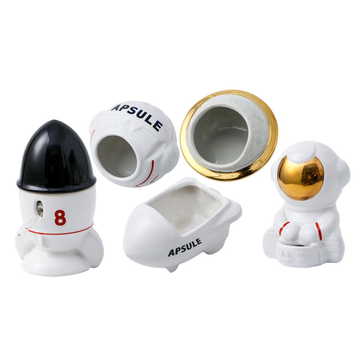Keramik Hamster Futternapf mit Weltraummotiv, 1 Satz, Raumschiff