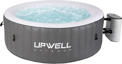 UPWELL Bañera de hidromasaje inflable de 71 x 26 pulgadas, bañera de hidromasaje portátil para 4 personas con 120 chorros de burbujas, bañera de
