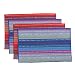 WOOD MEETS COLOR Place mats Woven Cotton Braided Ribbed Washable Table Mats Set of 4, 12" x 18" (Mixed Color)