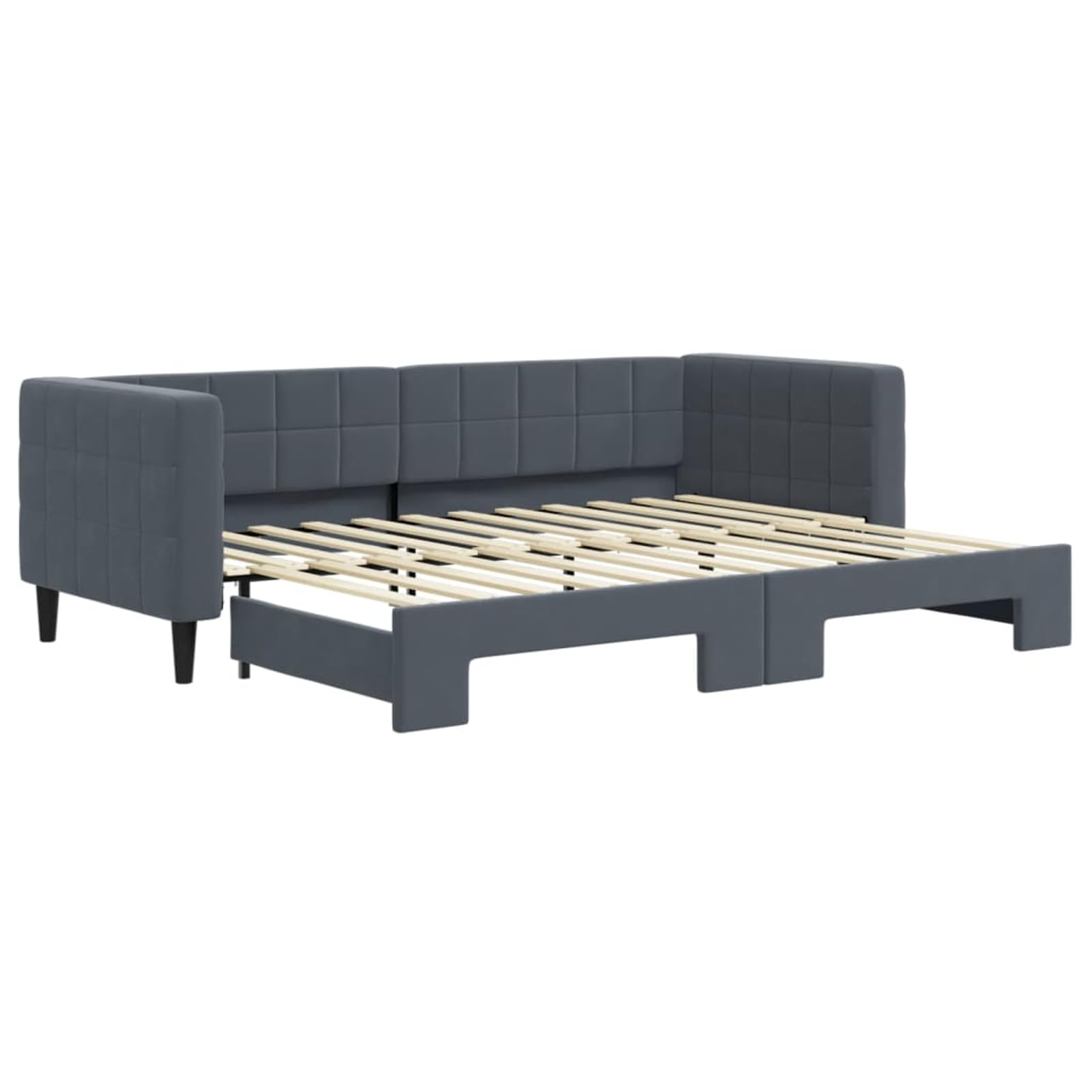 ATOMSTACK MAKER Divano letto pieghevole 2 in 1, divano quotidiano grigio scuro in velluto (223 x 90 x 68 cm), convertibile in letto matrimoniale (223 x 172,5 cm), struttura in legno e metallo, ideale
