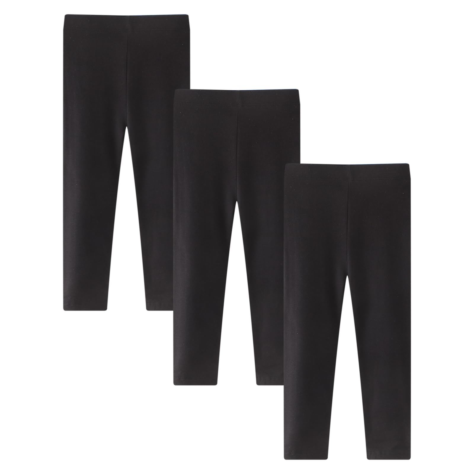 Kfnire Leggings Mädchen 3er-Pack Baumwoll Leggings Kinder Elastischer Waist Einfarbig Leggins 6 Monate bis 6 Jahre