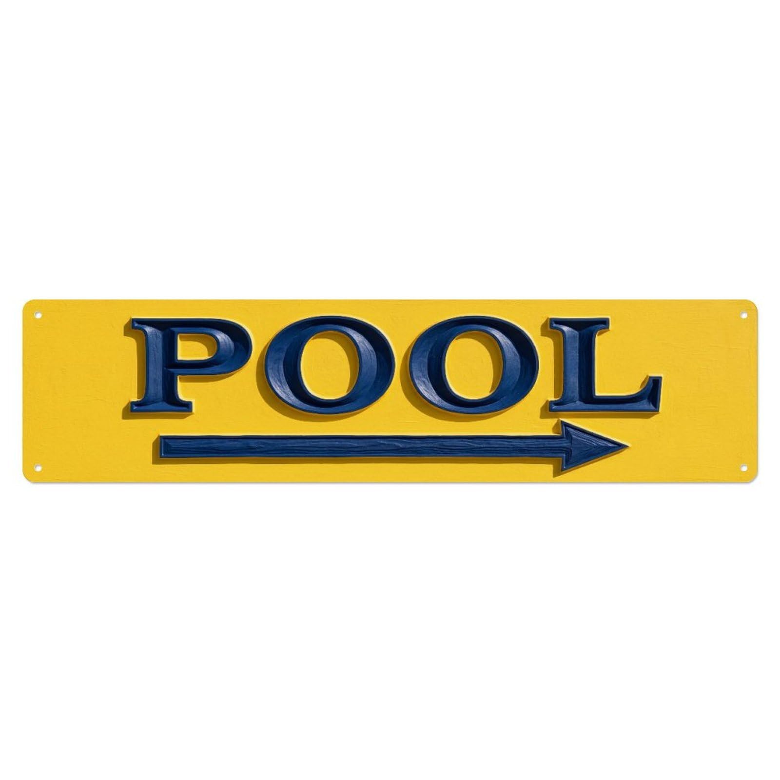 Swimming Pool Yellow Sunshine Metal Tin Skinny Sign Plaque Wall Decor for Cafe, Club Bar, Office, Home Garden Metal Poster 4x16Inch