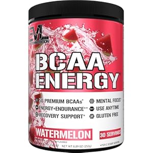 EVL BCAAs Amino Acids Powder – BCAA Energy Pre Workout Powder for Muscle Recovery Lean Growth and Endurance – Rehydrating Post Workout Recovery Drink with Natural Caffeine – Watermelon