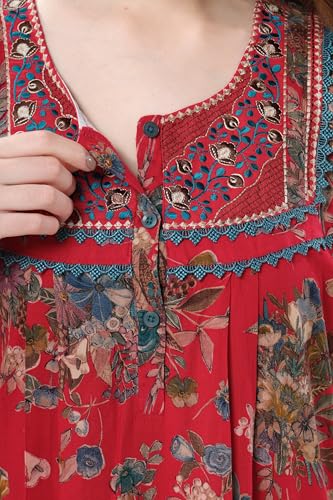 Image of Soulemo Women Premium Rayon Printed Nighty 1794