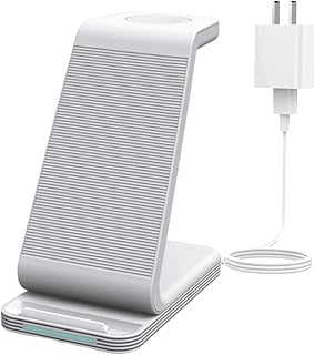 SZAMBIT Suporte Para Carregador Sem Fio 15W Para IPhone 13 12 11 XR 8 Apple Watch 3 Em 1 Qi Estação De Carregamento Rápido Para Airpods Pro IWatch 7 6 (Branco)  