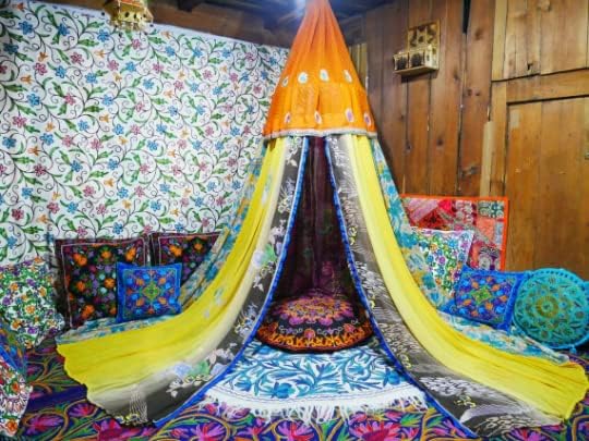 Miniatura 2 de Toldo de cama bohemio, dosel de sari  Cortinas de cama - Cama Montessori - Espacio de meditación  Dormitorio bohemio