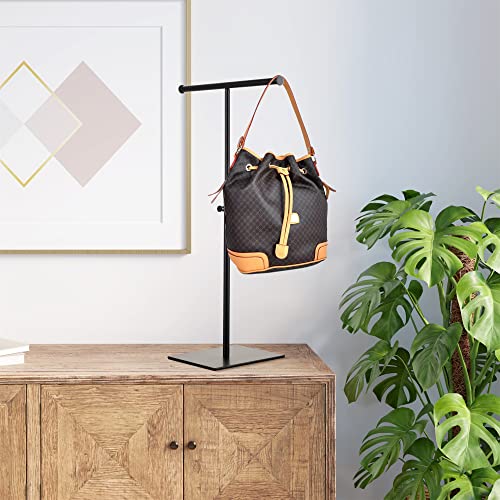 Bjewego Tabletop Purse Display Stand - Set Of Two Tabletop T Bar Handbag Display Stand - Adjustable Height Double Hook Hanging Jewelry Stands For Long Necklaces (Black) #TOP1