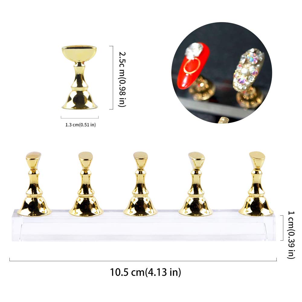Kalolary 2 Sets Nail Tips Stand Holders, Nail Holders Acrylic Base Professional Nail Art DIY Tools for Halloween Christmas Nail Art Salon DIY