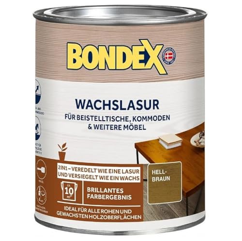 Bondex 352673 Wachslasur hellbraun 0,75 L für 10,5 m² - Holzwachs betont die natürliche Holzmaserung - wasser- und schmutzabweisende Oberflächen