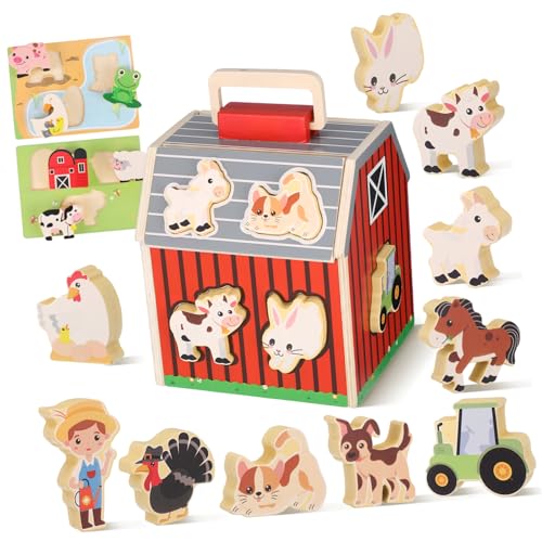 Jeu d'éveil en bois animaux de la ferme iplusmile pour après-midis calmes