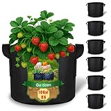 Gardzen 10 Gallon Grow Bags with Waterproof Liner, 500G Thick Nonwoven Fabric Pots, Cuts Watering by 50% in Hot Dry Climates, for Patio Balcony Use (6-Pack)