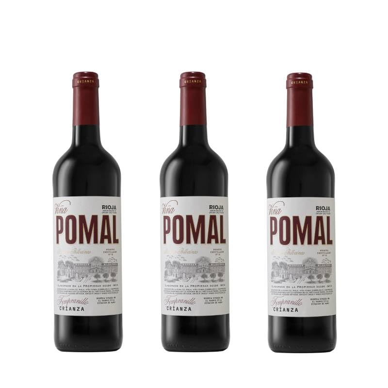 VIÑA POMAL Crianza, Vino Tinto DO Rioja, 100 por 100 Tempranillo, 75 cl (Paquete de 3)