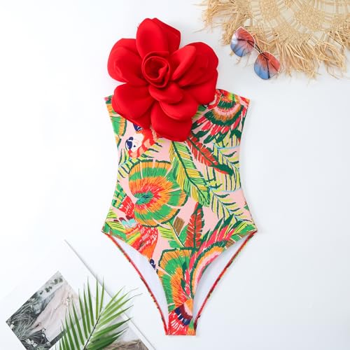 Women One-Piece Swimsuit with Cover up Wrap Skirt Sarong Bathing Suit Beach Outfit Summer4