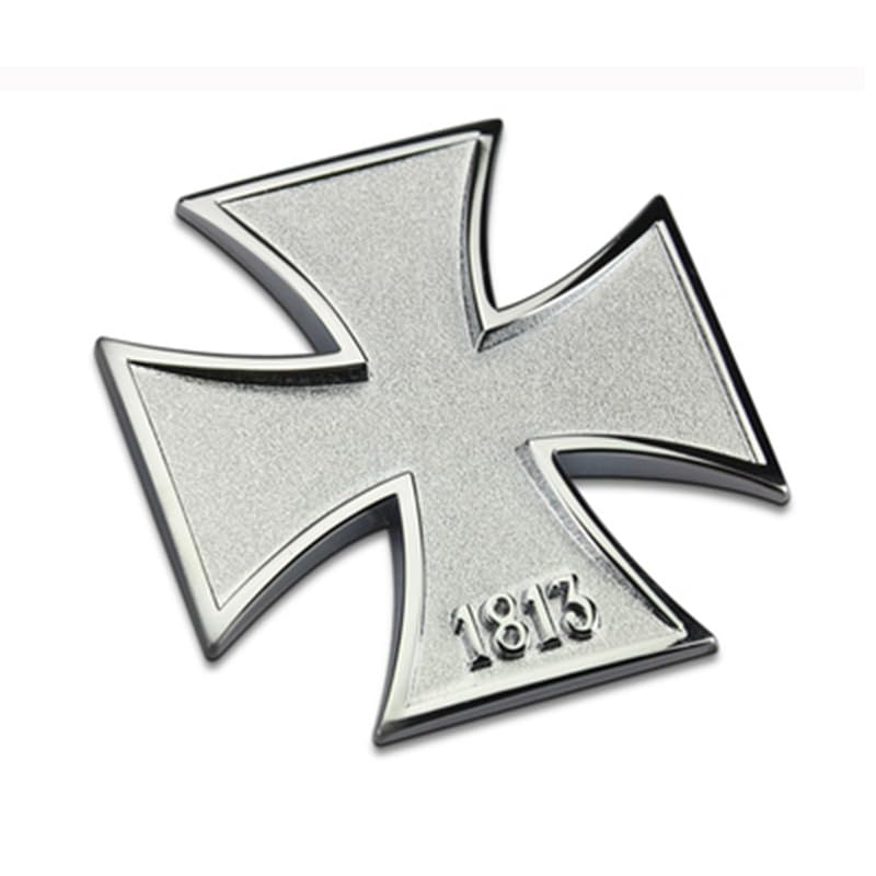 Noizzy 1813 Iron Cross Car Emblem - 3D Metal Auto Badge - Vehicle Trunk Window Styling Decor Accessories (Chrome)