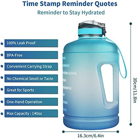 Reeho 3.8 L Motivational Water Bottle with Straw & Time Marker, Gallon Sports Water Jug with Flip Lid, Large Drinking Bottles for Fitness, Outdoor, Camping, Yoga