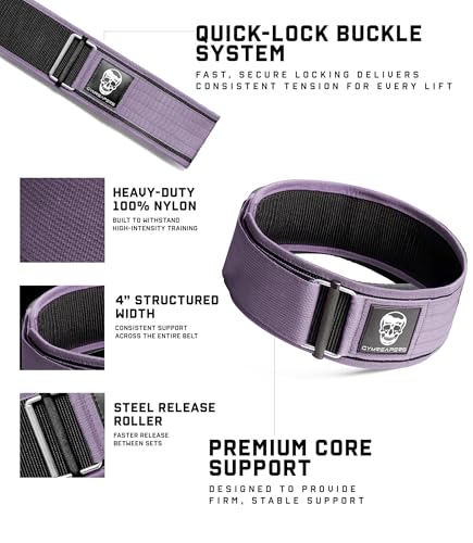 Image of Gymreapers Quick Locking Weight Lifting Belt for Men Gym Belt for Powerlifting Deadlift Belt with 4 Inch Neoprene Metal Buckle Back Support Weightlifting Belt Women