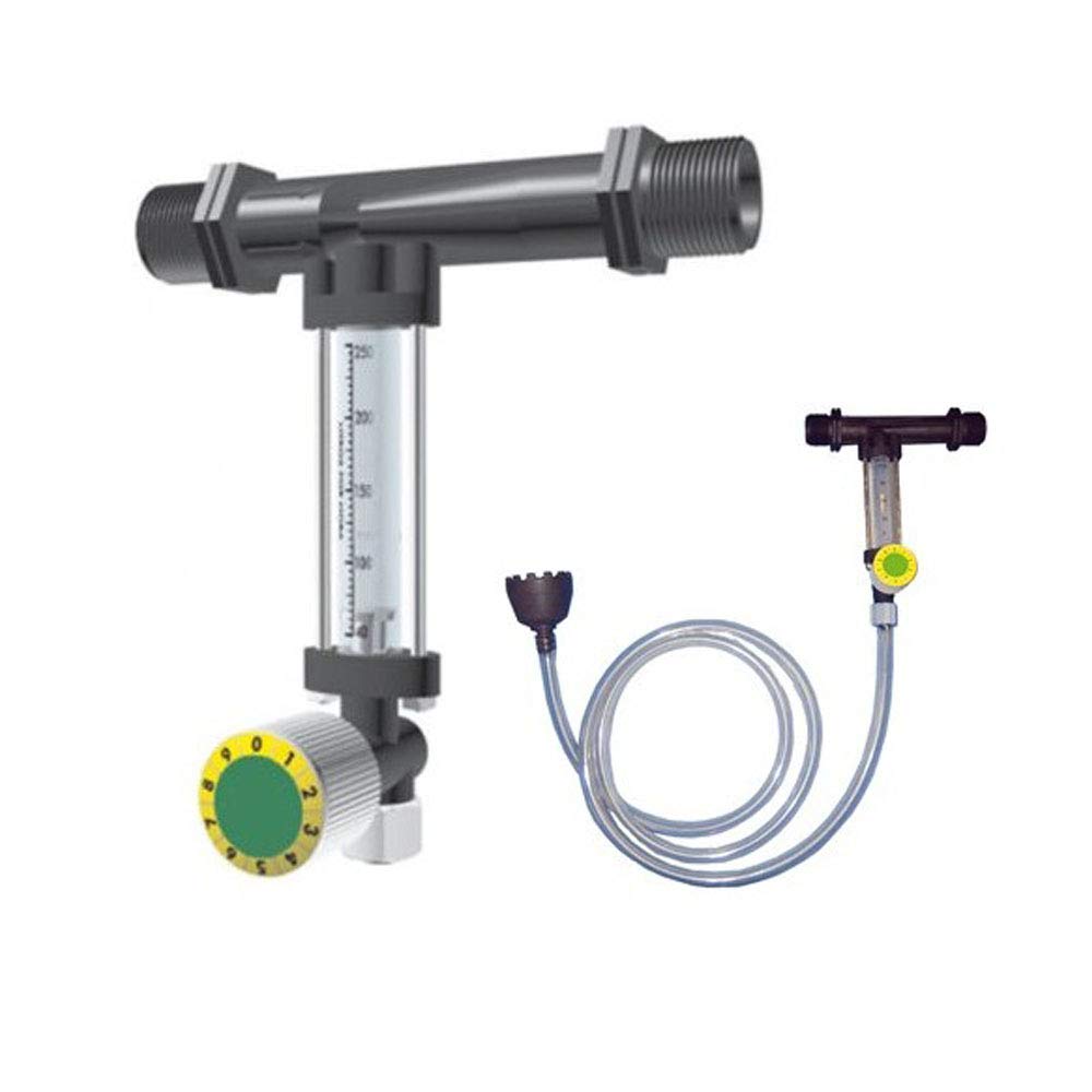 Inyector Venturi de fertilizante con llave dosificadora de precisión 50Ø 12mm. Caudal máximo de riego 12.000 litros/hora. Caudal máximo fertilizante 600 litros a 3 bar de presión. Rosca 1" macho
