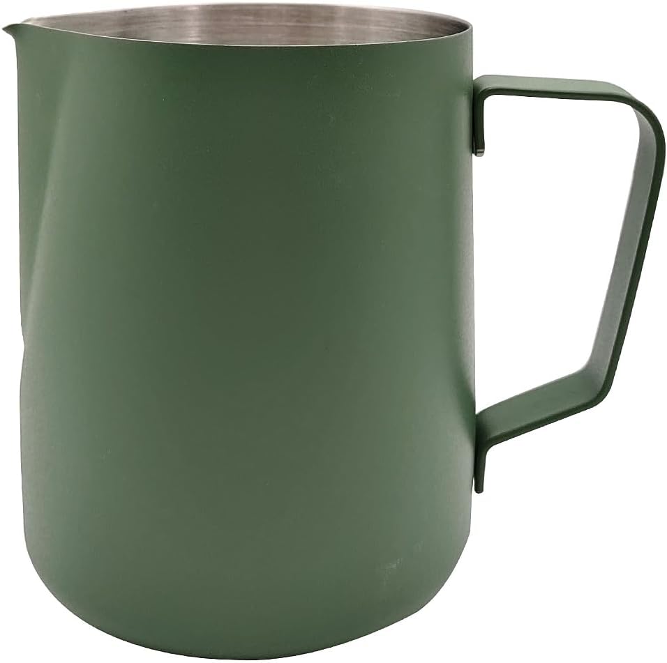 Stainless Steel Espresso Steaming Pitchers Frothing Pitcher Jug Coffee Milk Frothing Cup, Coffee Steaming Pitcher - Dark Green, 20 oz(600 ml)