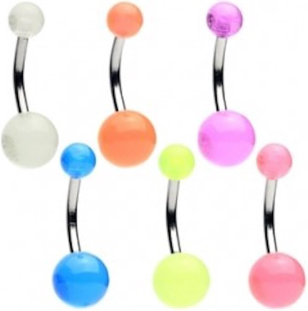 Glow in the Dark Belly Button Rings 6 Pack