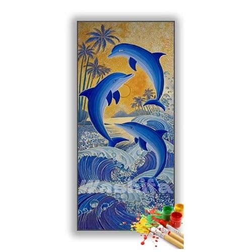 �������G �h���t�B�� �g �����h��G �L�b�g DIY ��l ���S�Ҍ��� �f�W�^�����G ��h�� �����L�b�g�ɂ��G�� Paint By Numbers �A�N�����y�C���g ���ʉ� �����Ńy�C���g �z�[�� �I�t�B�X���� �M�t�g 45x90 cm, �t���[���Ȃ�