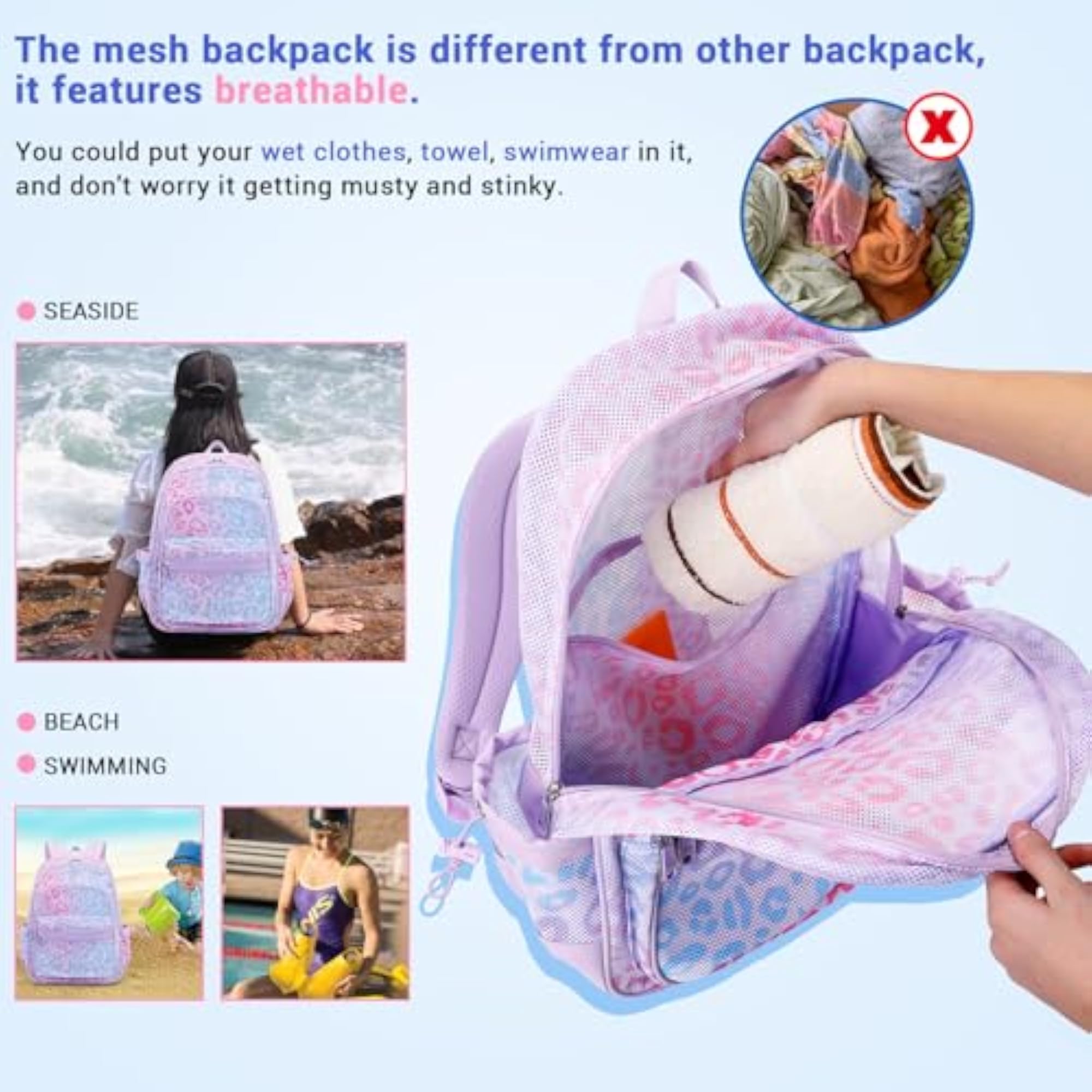 Heavy Duty Mesh See Through School Backpack