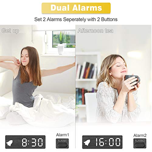 Meko Wood Digital Alarm Clocks For Bedrooms, Larger Led Display, 3 Levels Brightness, Dual Alarms, 3 Levels Volume Snooze Function And Nightlight Wooden Electric Besides Clock #TOP1