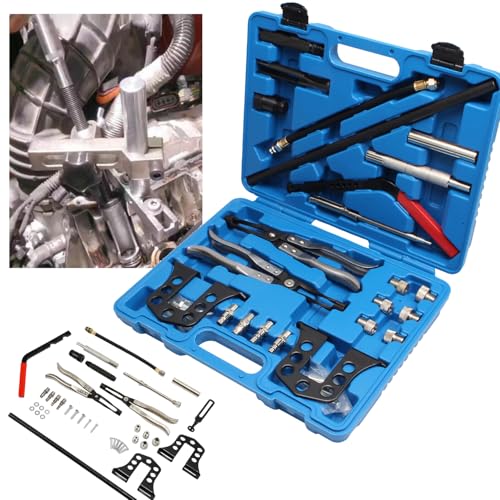 GEARMONSTER 39tlg Universal Druckluft Ventilfederspanner für 8/16/24 Ventile – Ventilschaftdichtungs-Montagewerkzeug mit Zange