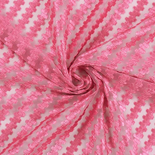 Image of Story@Home Sheer Polyester Linen Look Semi Transparent Voile Grommet Door Curtains (Dark Pink, 46 x 84 Inch Long) - Set of 4 Panels
