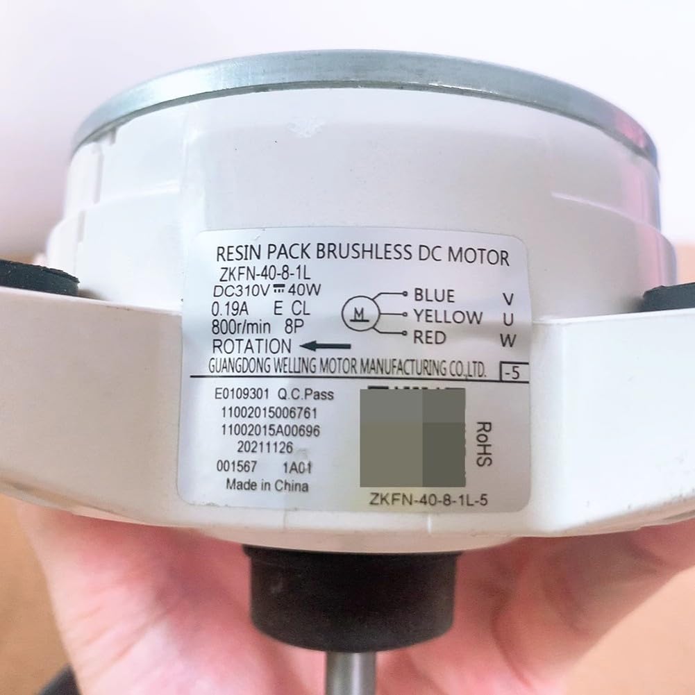 Motor de aire acondicionado sin escobillas DC ZKFN-40-8-1L, motor de ventilador externo de frecuencia variable con rotación inversa para unidades de CA auxiliares al aire libre, refrigeración de bajo